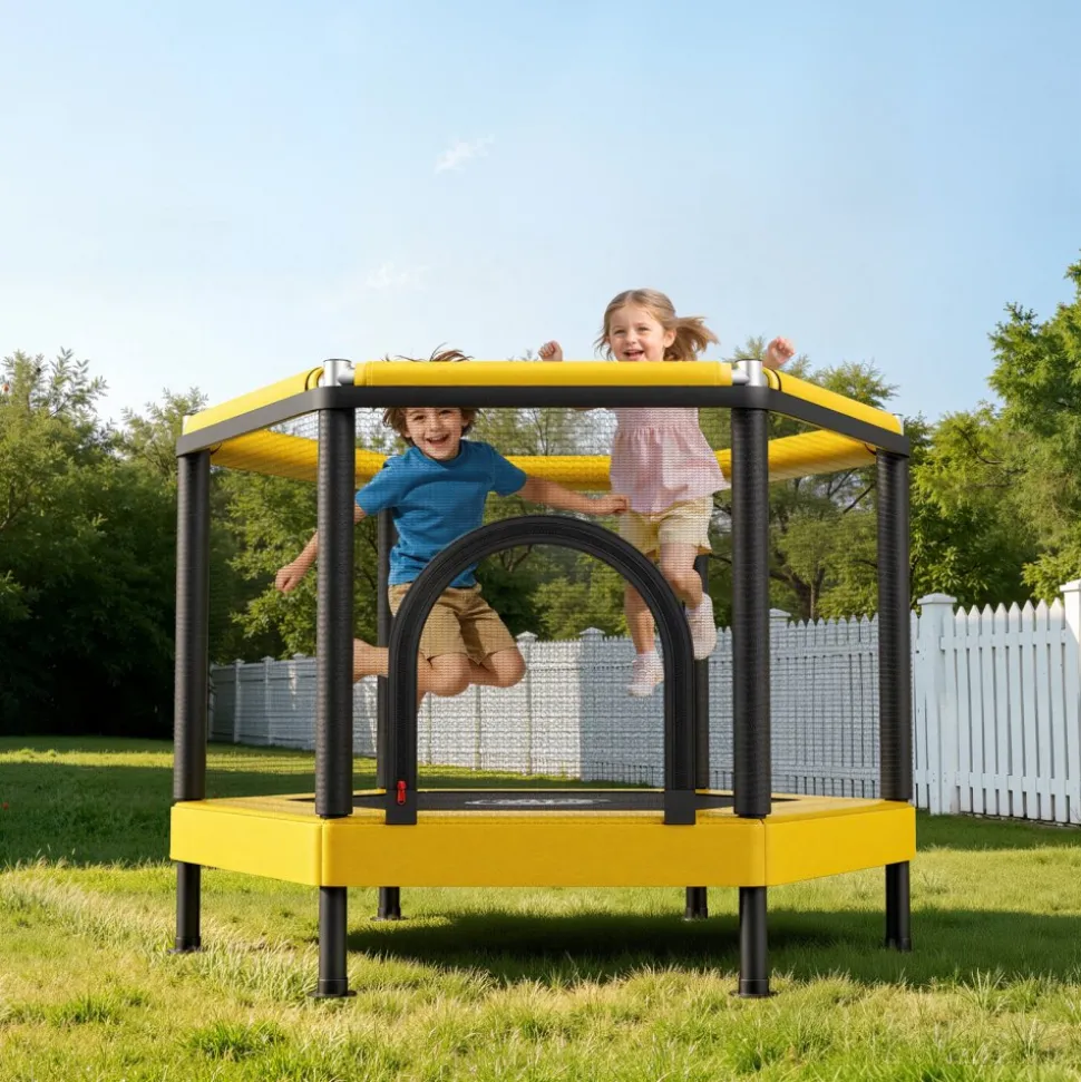 VEVOR Trampoline for Kids, Toddler Mini Trampoline, 132 lbs Capacity Indoor Outdoor Play Toys with Enclosure Net and Basketball Hoop, Easy to Assemble, Christmas Toys Birthday Gifts for Girls Boys
