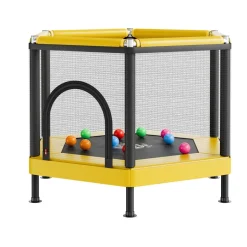 VEVOR Trampoline for Kids, Toddler Mini Trampoline, 132 lbs Capacity Indoor Outdoor Play Toys with Enclosure Net and Basketball Hoop, Easy to Assemble, Christmas Toys Birthday Gifts for Girls Boys