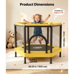 VEVOR Trampoline for Kids, Toddler Mini Trampoline, 132 lbs Capacity Indoor Outdoor Play Toys with Enclosure Net and Basketball Hoop, Easy to Assemble, Christmas Toys Birthday Gifts for Girls Boys