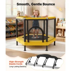 VEVOR Trampoline for Kids, Toddler Mini Trampoline, 132 lbs Capacity Indoor Outdoor Play Toys with Enclosure Net and Basketball Hoop, Easy to Assemble, Christmas Toys Birthday Gifts for Girls Boys