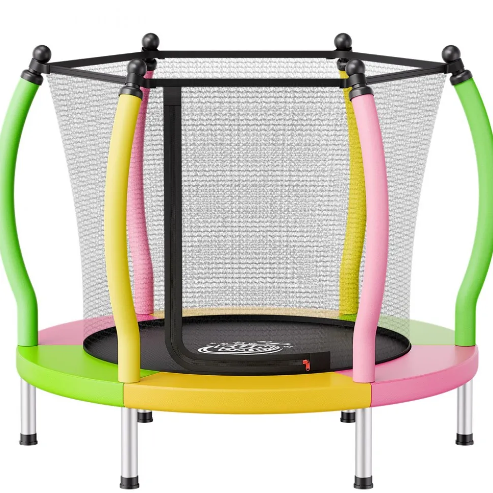 VEVOR Trampoline for Kids, Toddler Mini Trampoline, 132 lbs Capacity Indoor Outdoor Play Toys with Enclosure Net and Basketball Hoop, Easy to Assemble, Christmas Toys Birthday Gifts for Girls Boys