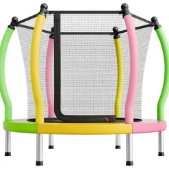 VEVOR Trampoline for Kids, Toddler Mini Trampoline, 132 lbs Capacity Indoor Outdoor Play Toys with Enclosure Net and Basketball Hoop, Easy to Assemble, Christmas Toys Birthday Gifts for Girls Boys