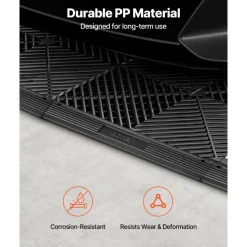 VEVOR Transition Edge Kit, 11-Piece, Durable Straight Garage Floor Edging, PP Material, Easy Installation, Edge Protection for Wet Area Restaurant Pool, Only Compatible with VEVOR Drainage Mats, Black