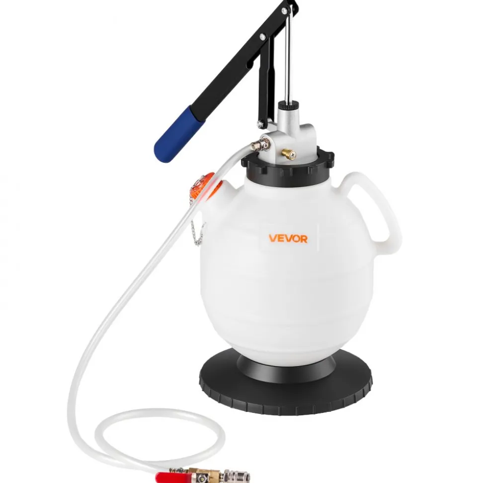 VEVOR Transmission Fluid Pump, 7.5 L Capacity, Manual Fluid Transfer Pump with 8 ATF Adapters & 47 in Outlet Horse, ATF Refill Kit, Oil Extractor Dispenser with HDPE Tank for Cars, Lawn Mowers