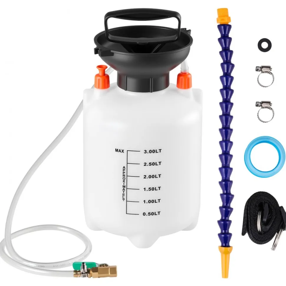 VEVOR Transmission Fluid Pump, 3 L Capacity, Manual Fluid Transfer Pump with 47 in Long Horse & HDPE Tank, Transmission Oil Pump with PTFE Tape, Manual Automotive Oil Filling System for Cars, Boats