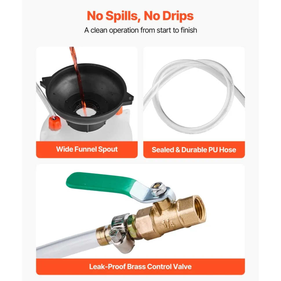 VEVOR Transmission Fluid Pump, 3 L Capacity, Manual Fluid Transfer Pump with 47 in Long Horse & HDPE Tank, Transmission Oil Pump with PTFE Tape, Manual Automotive Oil Filling System for Cars, Boats
