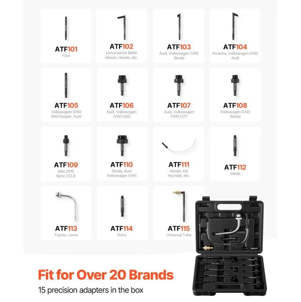 VEVOR Transmission Fluid Pump, 8 L Pneumatic Oil Fluid Extractor, ATF Refill Dispenser Transfer Pump with 15 ATF Adapters, Oil Extractor Dispenser with HDPE Tank for Cars, Boats, Lawn Mowers