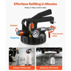 VEVOR Transmission Fluid Pump, 8 L Pneumatic Oil Fluid Extractor, ATF Refill Dispenser Transfer Pump with 15 ATF Adapters, Oil Extractor Dispenser with HDPE Tank for Cars, Boats, Lawn Mowers