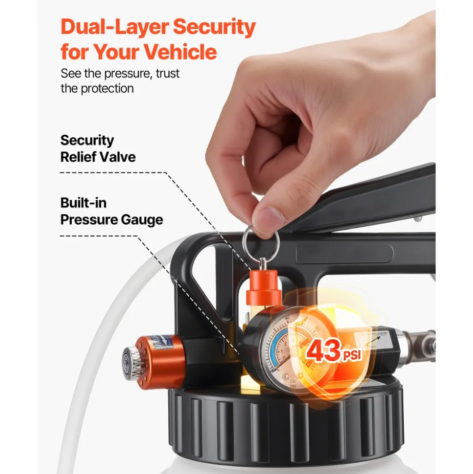 VEVOR Transmission Fluid Pump, 8 L Pneumatic Oil Fluid Extractor, ATF Refill Dispenser Transfer Pump with 15 ATF Adapters, Oil Extractor Dispenser with HDPE Tank for Cars, Boats, Lawn Mowers