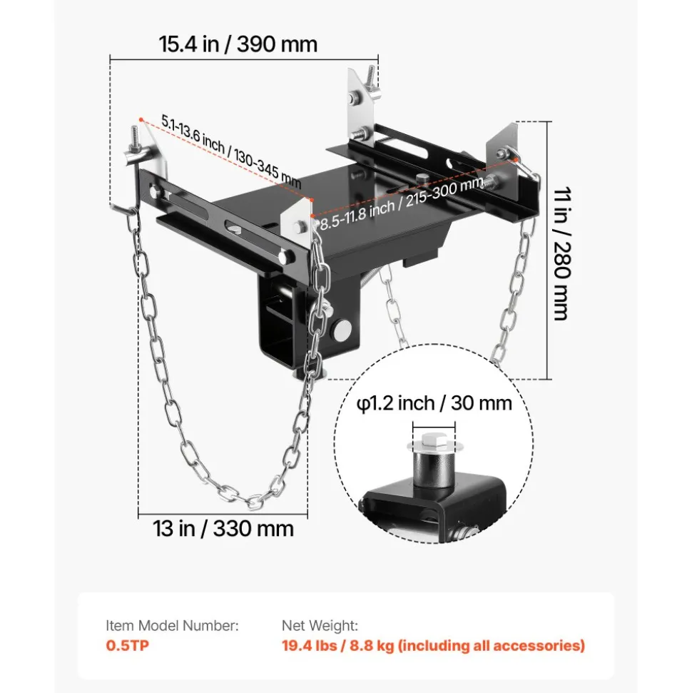 VEVOR Transmission Jack Adapter, 1100 lbs / 0.5 Ton Load Capacity Automotive Transmission Lift Adapter, Heavy-Duty Steel, for Floor Jack with 1-1/5 in Detachable Saddle Shaft, for Garage, Repair Shop