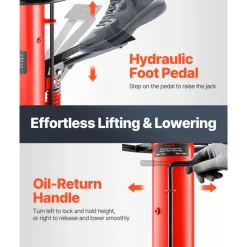 VEVOR Transmission Jack,1/2Ton/1100lbs Capacity Hydraulic Telescopic Transmission Jack, 2-Stage Floor Jack Stand with Foot Pedal, 360° Swivel Wheel, Garage/Shop Lift Hoist, Red