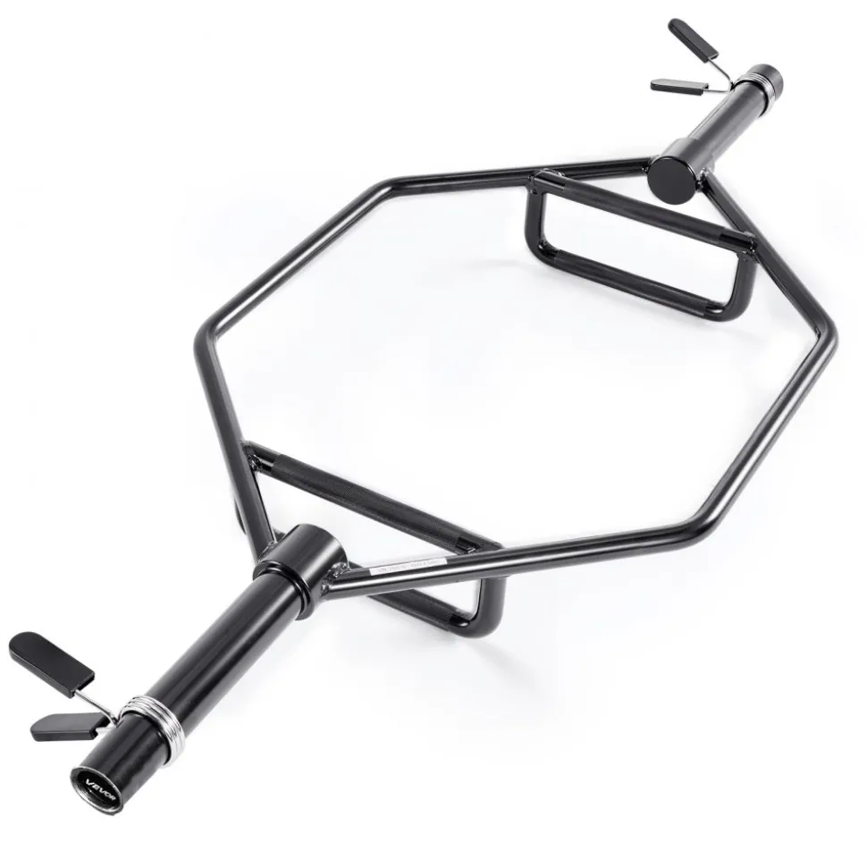 VEVOR Trap Bar Hex Bar, 2-Inch Hex Barbell, 800 LBS Capacity Shrug Bars with Knurled Grips, Weightlifting and Strength Training Equipment, Home Gym for Squats, Deadlifts, Shoulder Presses, Black