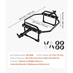 VEVOR Trap Bar Hex Bar, 2-Inch Hex Barbell, 500 LBS Capacity Shrug Bars, Weightlifting and Strength Training Equipment, Home Gym for Squats, Deadlifts, Shoulder Presses, Black