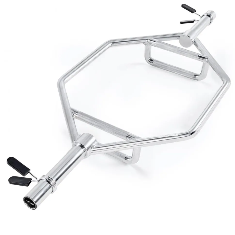 VEVOR Trap Bar Hex Bar, 2-Inch Hex Barbell, 800 LBS Capacity Shrug Bars with Knurled Grips, Weightlifting and Strength Training Equipment, Home Gym for Squats, Deadlifts, Shoulder Presses, Silver