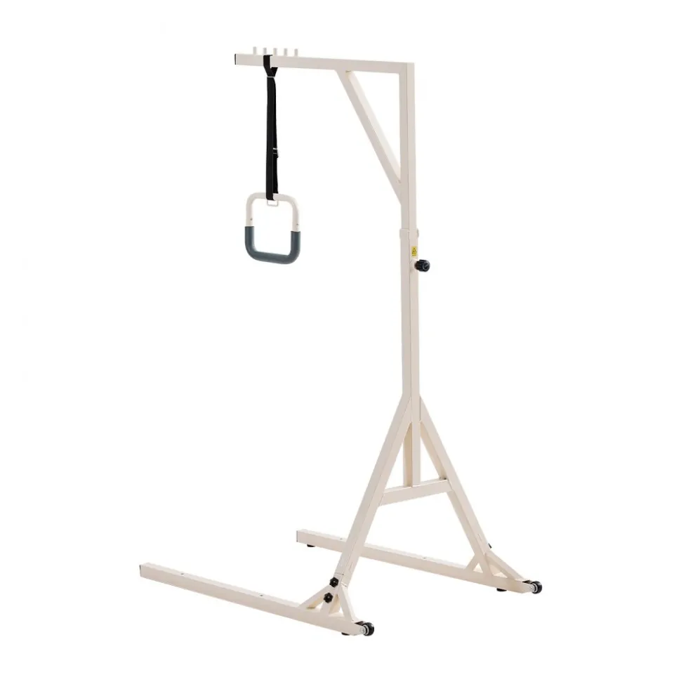 VEVOR Trapeze Bar for Bed Mobility, Height-Adjustable Bed Trapeze with 2 Casters, 350LBS Weight Capacity Heavy Duty Pull Up Trapeze Bar with Floor Stand for Elderly, Disabled, Bedridden Patients