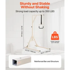 VEVOR Trapeze Bar for Bed Mobility, Height-Adjustable Bed Trapeze with 2 Casters, 350LBS Weight Capacity Heavy Duty Pull Up Trapeze Bar with Floor Stand for Elderly, Disabled, Bedridden Patients