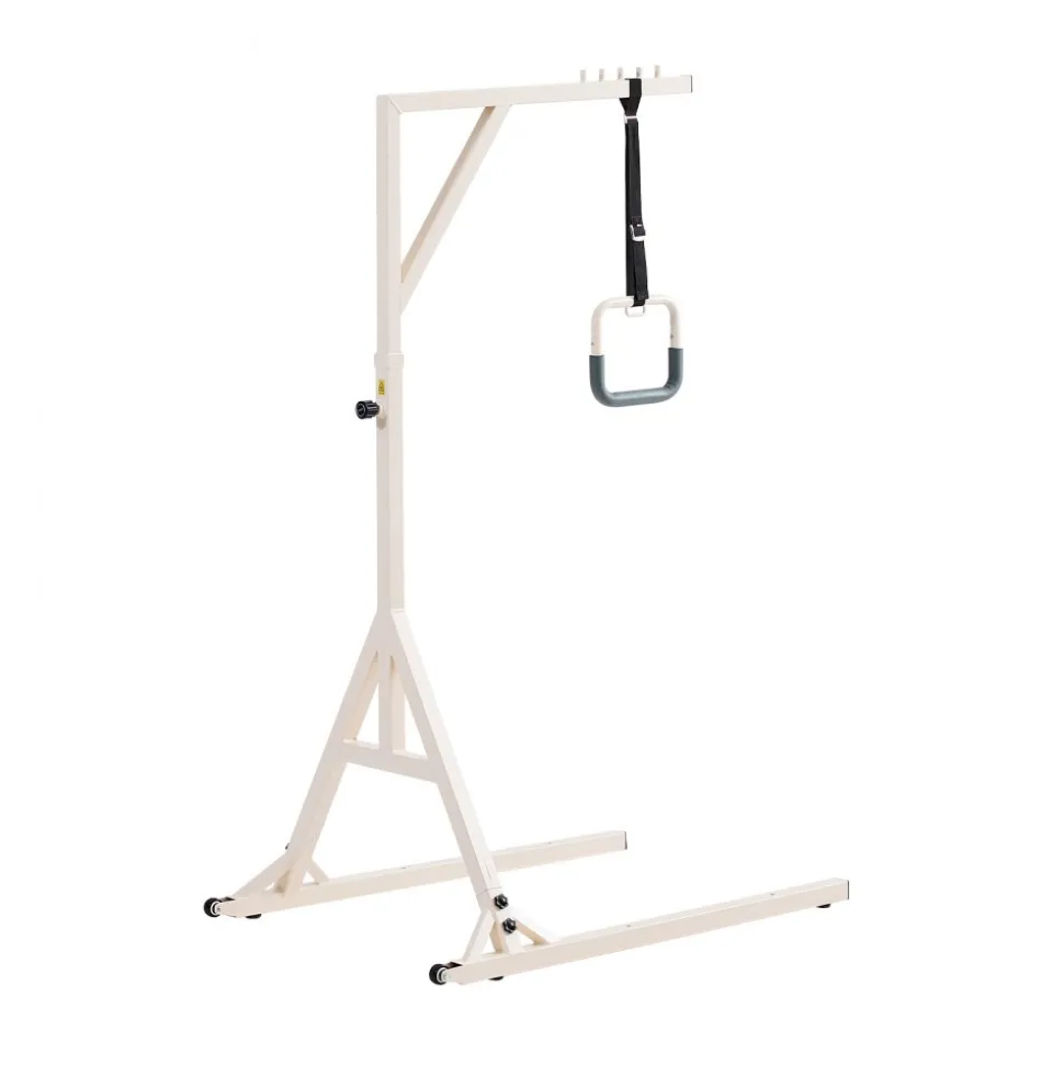 VEVOR Trapeze Bar for Bed Mobility, Height-Adjustable Bed Trapeze with 2 Casters, 350LBS Weight Capacity Heavy Duty Pull Up Trapeze Bar with Floor Stand for Elderly, Disabled, Bedridden Patients