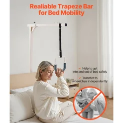 VEVOR Trapeze Bar for Bed Mobility, Heavy-Duty Steel Free Standing Trapeze Bar 250 LBS Weight Capacity, Hospital Bed Pull Up Assist for Elderly & Disabled, Ideal for Hospitals, Nursing Home, Home Care