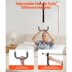 VEVOR Trapeze Bar for Bed Mobility, Heavy-Duty Steel Free Standing Trapeze Bar 250 LBS Weight Capacity, Hospital Bed Pull Up Assist for Elderly & Disabled, Ideal for Hospitals, Nursing Home, Home Care
