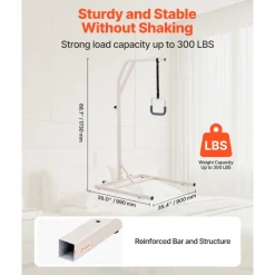 VEVOR Trapeze Bar for Bed Mobility, Height-Adjustable Free Standing Trapeze Bar with 2 Wheels, 300LBS Capacity Bed Pull Up Assist for Elderly Disabled, Ideal for Hospital, Nursing Home & Home Care
