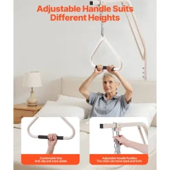 VEVOR Trapeze Bar for Bed Mobility, Medical Bed Trapeze with Clamps & Metal Chain, 250LBS Weight Capacity Bed Pull Up Assist for Elderly & Disabled, Ideal for Home Care, Hospitals, Nursing Homes
