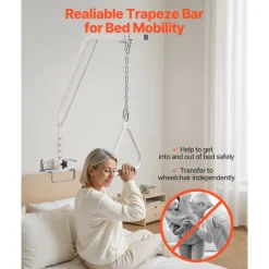 VEVOR Trapeze Bar for Bed Mobility, Medical Bed Trapeze with Clamps & Metal Chain, 250LBS Weight Capacity Bed Pull Up Assist for Elderly & Disabled, Ideal for Home Care, Hospitals, Nursing Homes