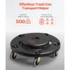 VEVOR Trash Can Dolly, Fit 20, 32, 44, 55 Gallon Containers, 2 Packs Round Trash Can Roller Base with 4 Lockable Wheels, 500lbs Heavy Duty Barrel Dolly, Multi-Functional Rolling Dolly Cart