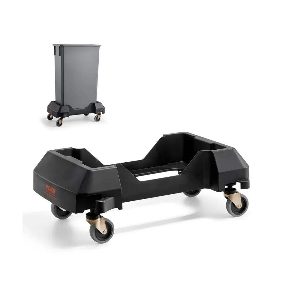 VEVOR Trash Can Dolly, Fit 16/23 Gallon Containers, Slim Trash Can Roller Base with 4 Lockable Wheels, 200lbs Weight Capacity, Heavy Duty Barrel Dolly, Smooth & Quiet Rolling Plastic Bin Dolly