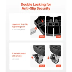 VEVOR Trash Can Dolly with 4 Lockable Wheels, 440lbs Weight Capacity, 2 Packs Round Trash Can Roller Base, 15-22.8 in Adjustable, Heavy Duty Plant Caddy, Multi-Functional Rolling Dolly Cart, Black