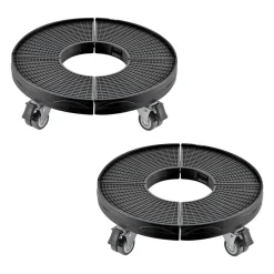 VEVOR Trash Can Dolly with 4 Lockable Wheels, 440lbs Weight Capacity, 2 Packs Round Trash Can Roller Base, 15-22.8 in Adjustable, Heavy Duty Plant Caddy, Multi-Functional Rolling Dolly Cart, Black