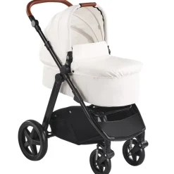 VEVOR Travel System Stroller with Infant Bassinet, 2-in-1 Baby Cradle Stroller Combo, Reversible Seat, Easy One-button Folding, EVA Tires with Brake Aluminum Stroller Carseat Combo Set (White)