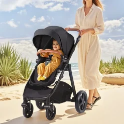 VEVOR Travel System Stroller with Infant Bassinet, 2-in-1 Baby Cradle Stroller Combo, Reversible Seat, Easy One-button Folding, EVA Tires with Brake Aluminum Stroller Carseat Combo Set (Light Gray)