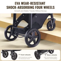 VEVOR Travel System Stroller with Infant Bassinet, 2-in-1 Baby Cradle Stroller Combo, Reversible Seat, Easy One-button Folding, EVA Tires with Brake Aluminum Stroller Carseat Combo Set (Dark Gray)