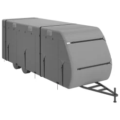 VEVOR Travel Trailer Cover, 22-24 ft RV Cover, 4-Layer Non-Woven Fabric Camper Cover, Waterproof, Windproof and Rip-Stop Class A RV Cover, with Storage Bag, Repair Patches, Straps and Tire Covers
