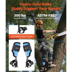 VEVOR Tree Climbing Spikes, Height-Adjustable Tree Climbing Gear with Straps & Padding Cushion, 350 lbs Load Capacity, Heavy Duty Steel Climb Spurs Arborist Equipment for Fruit Picking Hunting