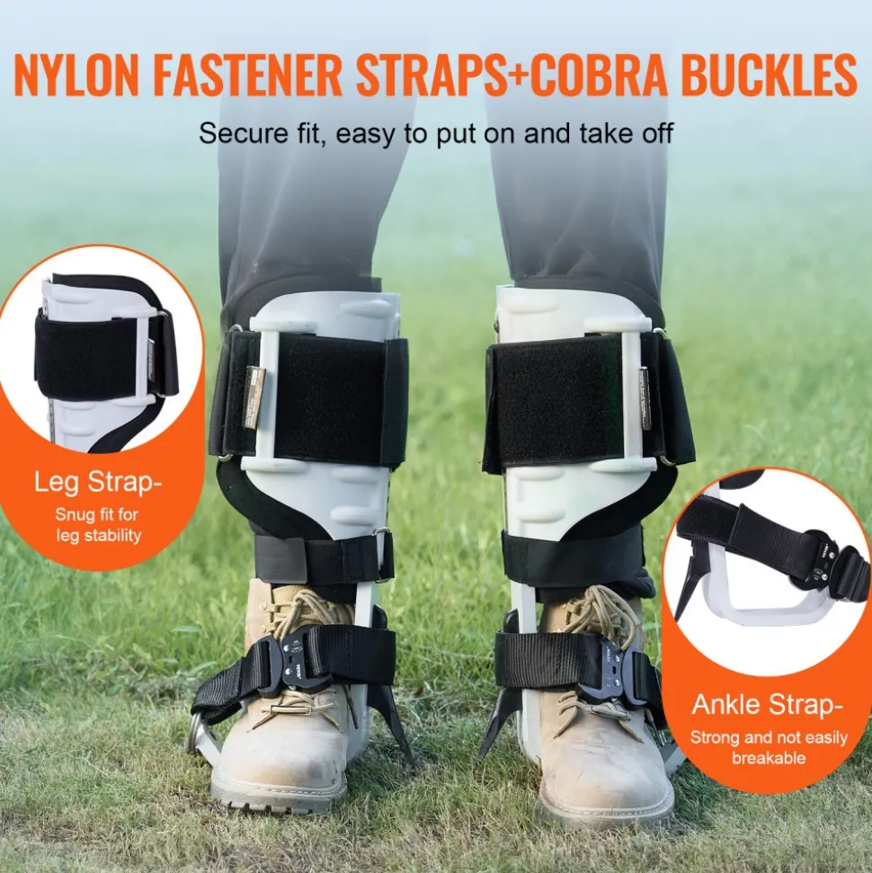 VEVOR Tree Climbing Spikes, 1 Pair Aluminum Climbing Spurs, 350lbs Load Capacity Tree Climbing Gear with Straps and Spike Protectors, Arborist Equipment for Climbers, Hunting, Fruit Picking, White