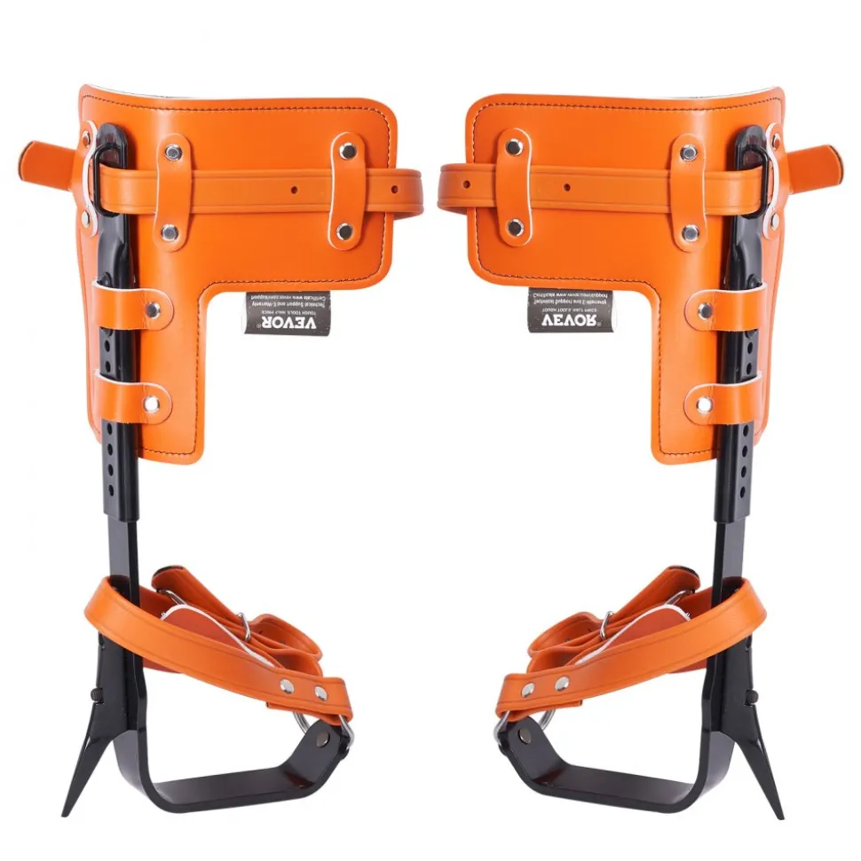 VEVOR Tree Climbing Spikes, 1 Pair Alloy Steel Climbing Spurs, 350lbs Load Capacity Tree Climbing Gear with Straps and Spike Protectors, Arborist Equipment for Climbers, Hunting, Fruit Picking, Orange