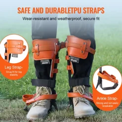 VEVOR Tree Climbing Spikes, 1 Pair Alloy Steel Climbing Spurs, 350lbs Load Capacity Tree Climbing Gear with Straps and Spike Protectors, Arborist Equipment for Climbers, Hunting, Fruit Picking, Orange