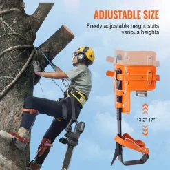 VEVOR Tree Climbing Spikes, 1 Pair Alloy Steel Climbing Spurs, 350lbs Load Capacity Tree Climbing Gear with Straps and Spike Protectors, Arborist Equipment for Climbers, Hunting, Fruit Picking, Orange