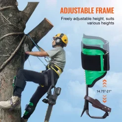 VEVOR Tree Climbing Spikes, 1 Pair Alloy Steel Climbing Spurs, 350lbs Load Capacity Tree Climbing Gear with Straps and Spike Protectors, Arborist Equipment for Climbers, Hunting, Fruit Picking, Green