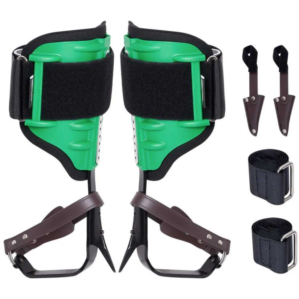 VEVOR Tree Climbing Spikes, 1 Pair Alloy Steel Climbing Spurs, 350lbs Load Capacity Tree Climbing Gear with Straps and Spike Protectors, Arborist Equipment for Climbers, Hunting, Fruit Picking, Green