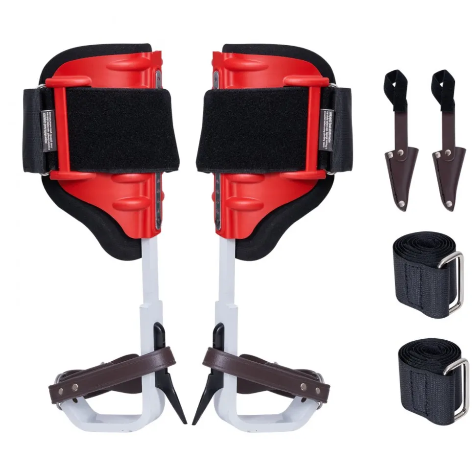 VEVOR Tree Climbing Spikes, 1 Pair Aluminum Climbing Spurs, 350lbs Load Capacity Tree Climbing Gear with Straps and Spike Protectors, Arborist Equipment for Climbers, Hunting, Fruit Picking, Red