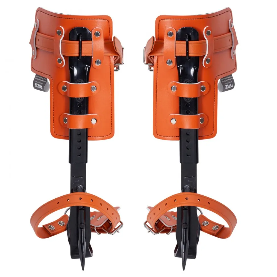 VEVOR Tree Climbing Spikes Set, 1 Pair Alloy Steel Climbing Spurs with Safety Rope and Safety Harness, 350lbs Load Capacity Tree Climbing Gear, Arborist Equipment for Climbers, Fruit Picking, Orange