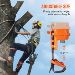 VEVOR Tree Climbing Spikes Set, 1 Pair Alloy Steel Climbing Spurs with Safety Rope and Safety Harness, 350lbs Load Capacity Tree Climbing Gear, Arborist Equipment for Climbers, Fruit Picking, Orange