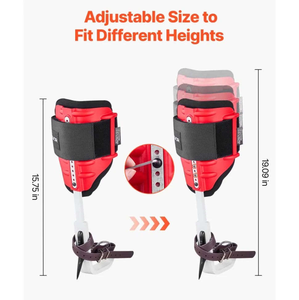 VEVOR Tree Climbing Spikes Set, Height-Adjustable Tree Climbing Gear with Straps & Harness, 350 lbs Load Capacity, Heavy Duty Steel Climb Spurs Arborist Equipment for Fruit Picking Hunting