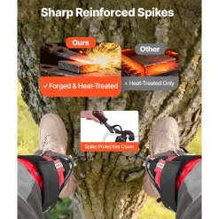 VEVOR Tree Climbing Spikes Set, Height-Adjustable Tree Climbing Gear with Straps & Harness, 350 lbs Load Capacity, Heavy Duty Steel Climb Spurs Arborist Equipment for Fruit Picking Hunting