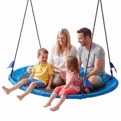 VEVOR Tree Swing 60" Saucer Swing for Kids & Adults 700 lbs Weight Capacity, for Backyard Outdoor & Indoor, 360° Rotation, 900D Oxford Fabric Round Seat with 2 Hanging Straps & Adjustable Ropes, Blue