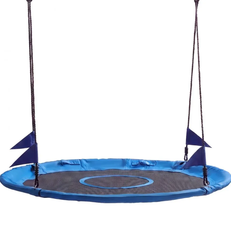 VEVOR Tree Swing 60" Saucer Swing for Kids & Adults 700 lbs Weight Capacity, for Backyard Outdoor & Indoor, 360° Rotation, 900D Oxford Fabric Round Seat with 2 Hanging Straps & Adjustable Ropes, Blue