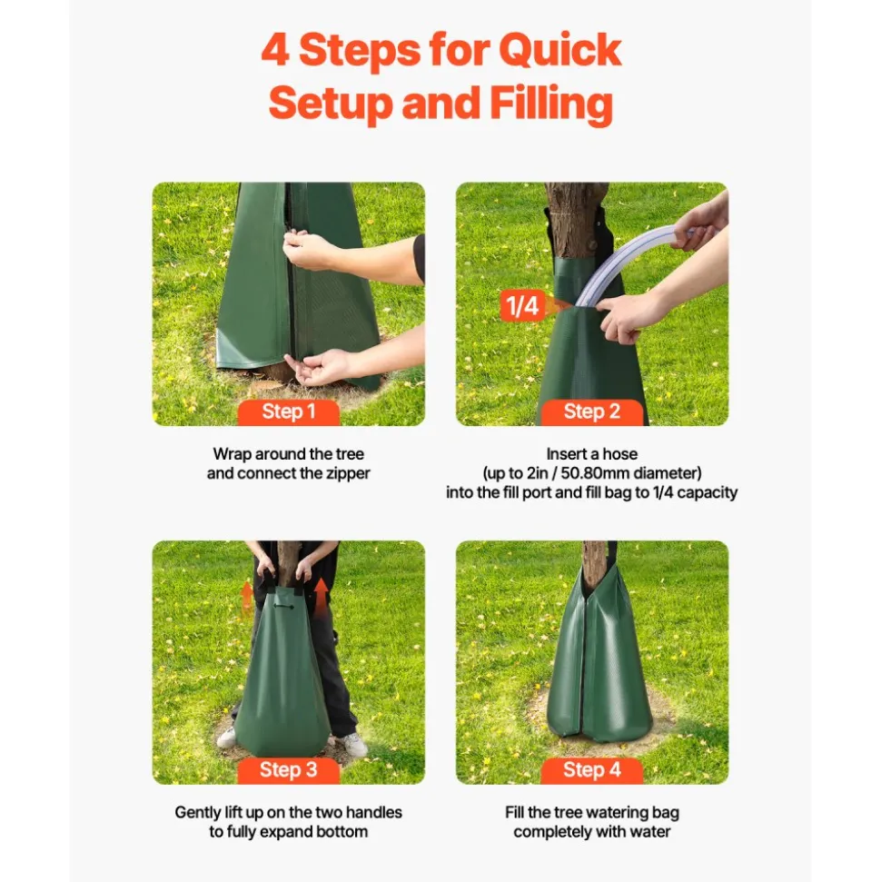 VEVOR Tree Watering Bag, 3 Packs 20 Gallons Watering Bags for New Trees, 5-9 Hours Slow Release Refillable Tree Drip Irrigation Bags with Zipper, Durable Tree Watering System for Deep Root Targeting