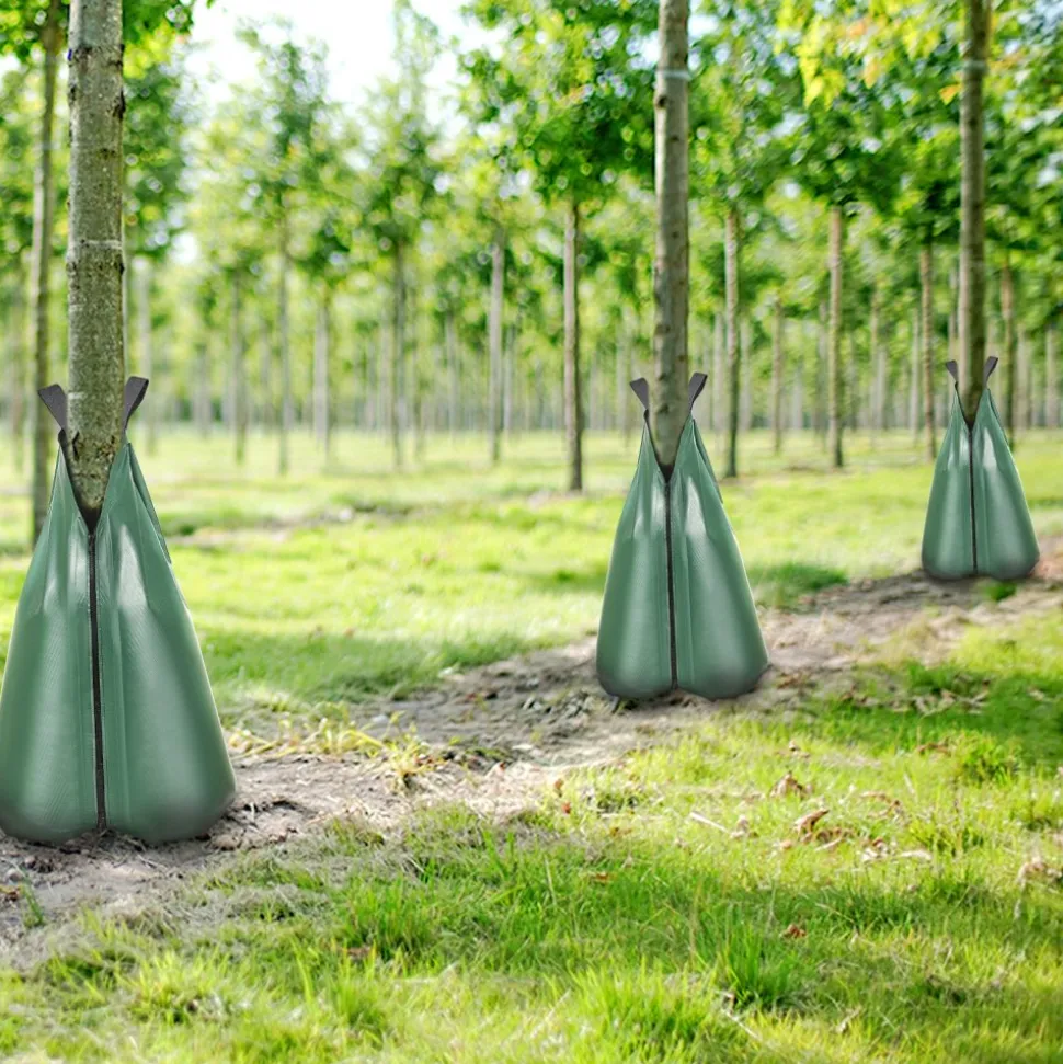 VEVOR Tree Watering Bag, 4 Packs 20 Gallons Watering Bags for New Trees, 5-9 Hours Slow Release Refillable Tree Drip Irrigation Bags with Zipper, Durable Tree Watering System for Deep Root Targeting
